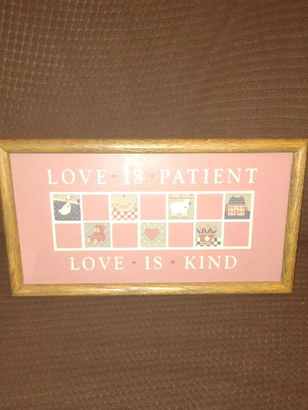 Framed 'Love Is Patient, Love Is Kind' Pink Wall Art - Home Accents